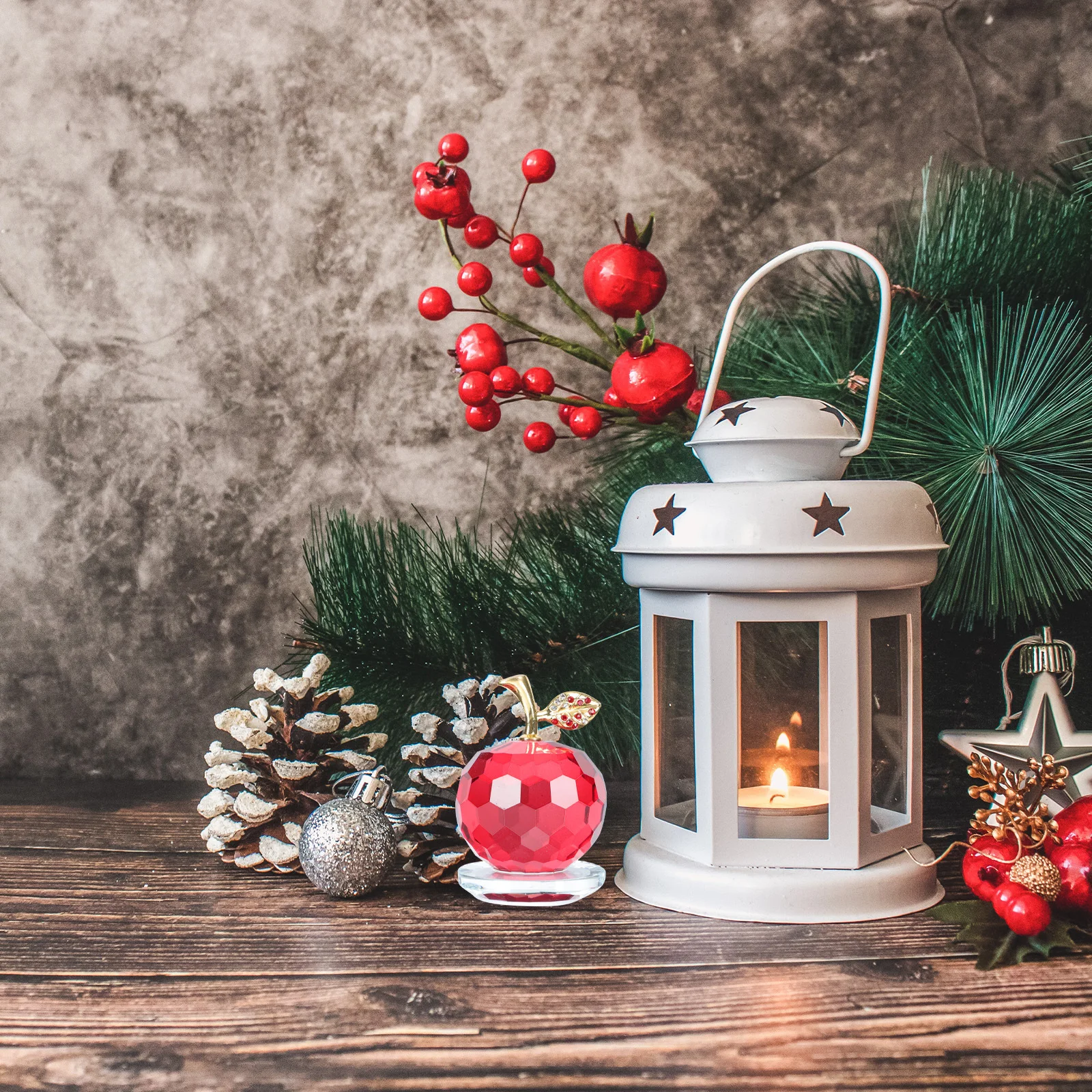 

1Pcs Crystal Apple Decor Realistic Modeling Home Office Xmas Decoration Creative Crystal Decor Delicate Craft Gift