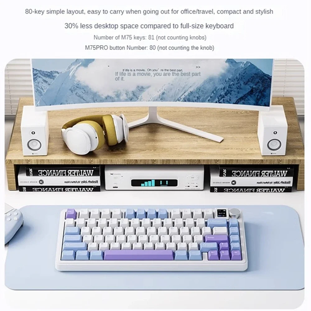 Xinmeng M75 Pro Customized Mechanical Keyboard Tri-mode Wireless Bluetooth Gasket Hot Swappable TFT Screen RGB for Win/Mac