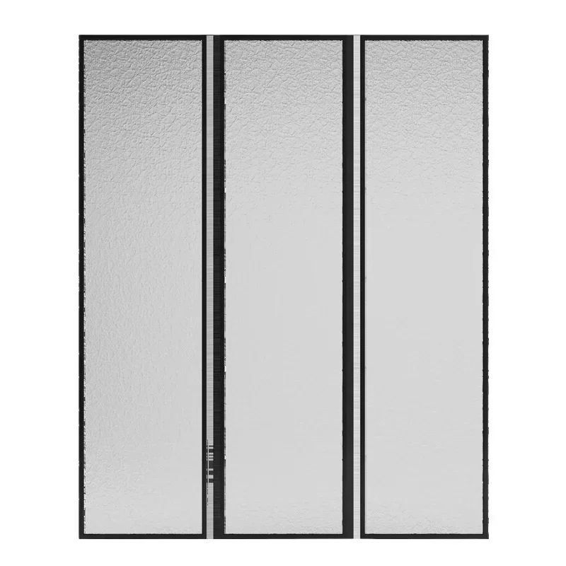 Cream wind design stainless steel water pattern glass screen, living room wrought iron black narrow frame partition entrance
