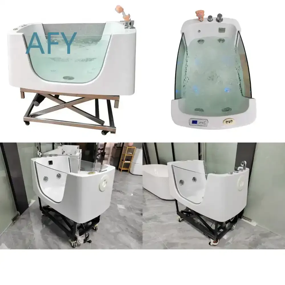 Electric Lift Pet Spa Bathtub for Pet Grooming Salon for Dogs Cats With Wheels Adjustable Height Spa Massage Bathtub for Pet