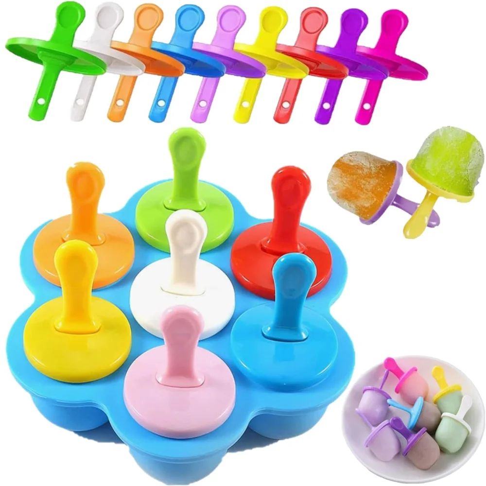 

7-Hole DIY Ice Cream Stick Silicone Mold Baby Fruit Milkshake Ice Cream Ball Maker Popsicle Mold Home Kitchen Accessories Tools