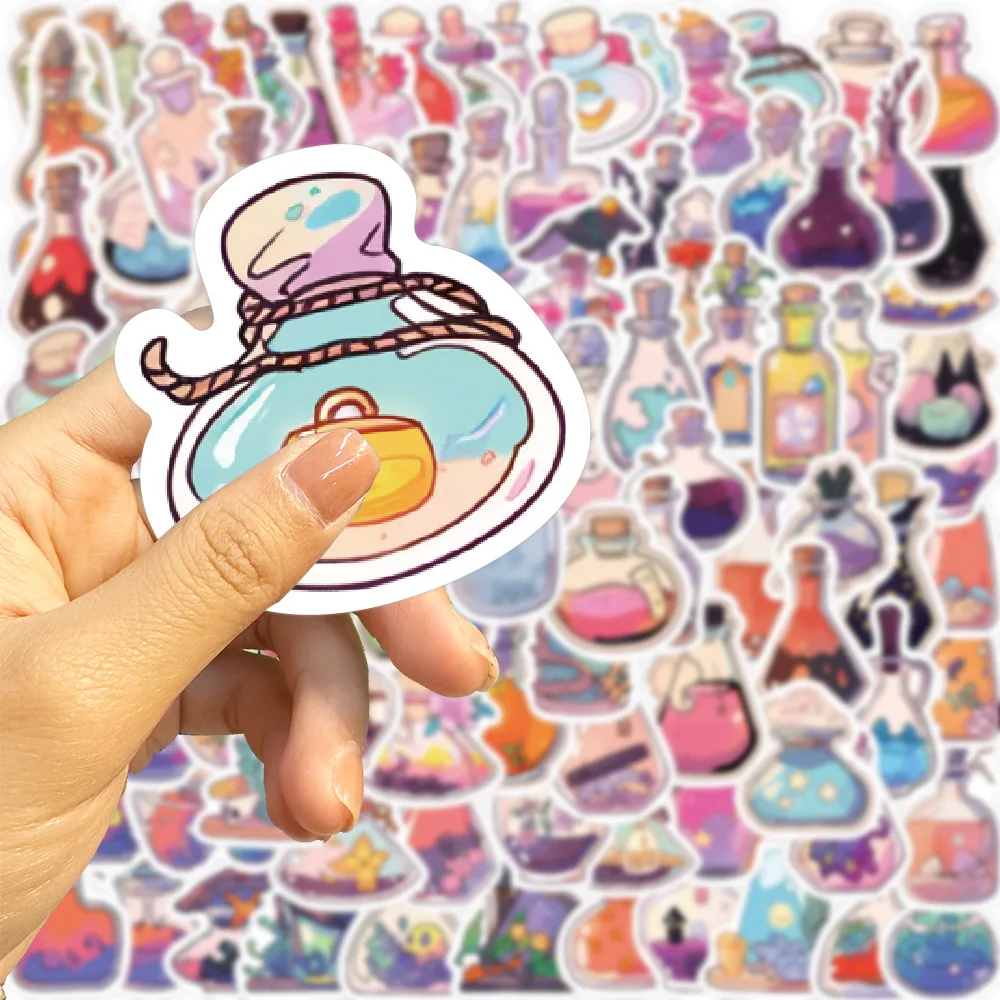 Magic Potion Stickers, 100Pcs Mini Size Halloween Apothecary Stickers for Water Bottle, Aesthetic Vinyl Sticker for Laptop Phone