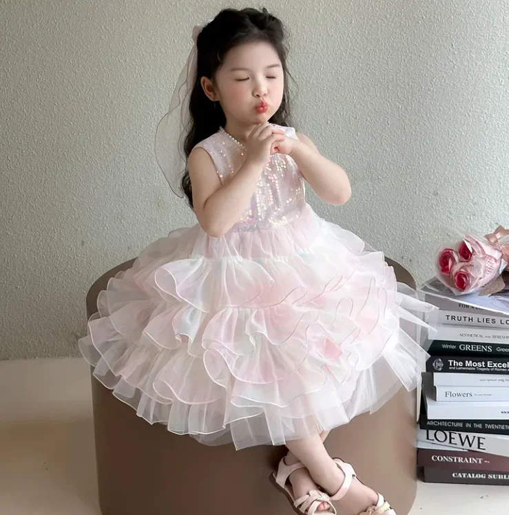 Dress Knee Length O-neck Collar Full Sleeve Pullover Print Simple Fashion Modern Casual Soft Comfortable Spring Kids Girls