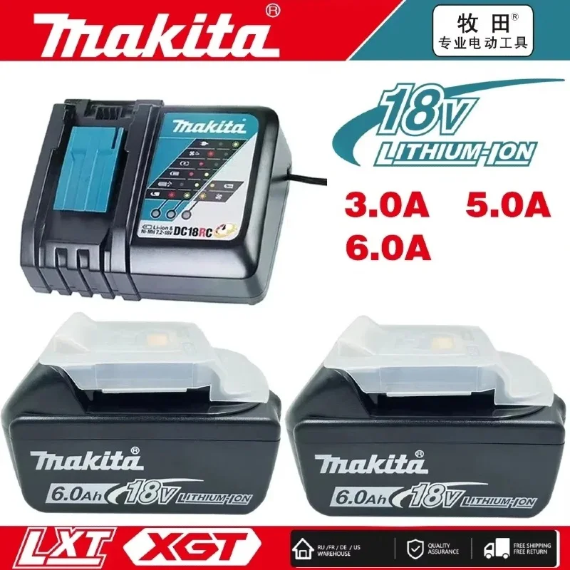 

Original Makita 18V 6A Rechargeable Power Tools Battery 18V makita with LED Li-ion Replacement LXT BL1860B BL1860 BL1850 Charger