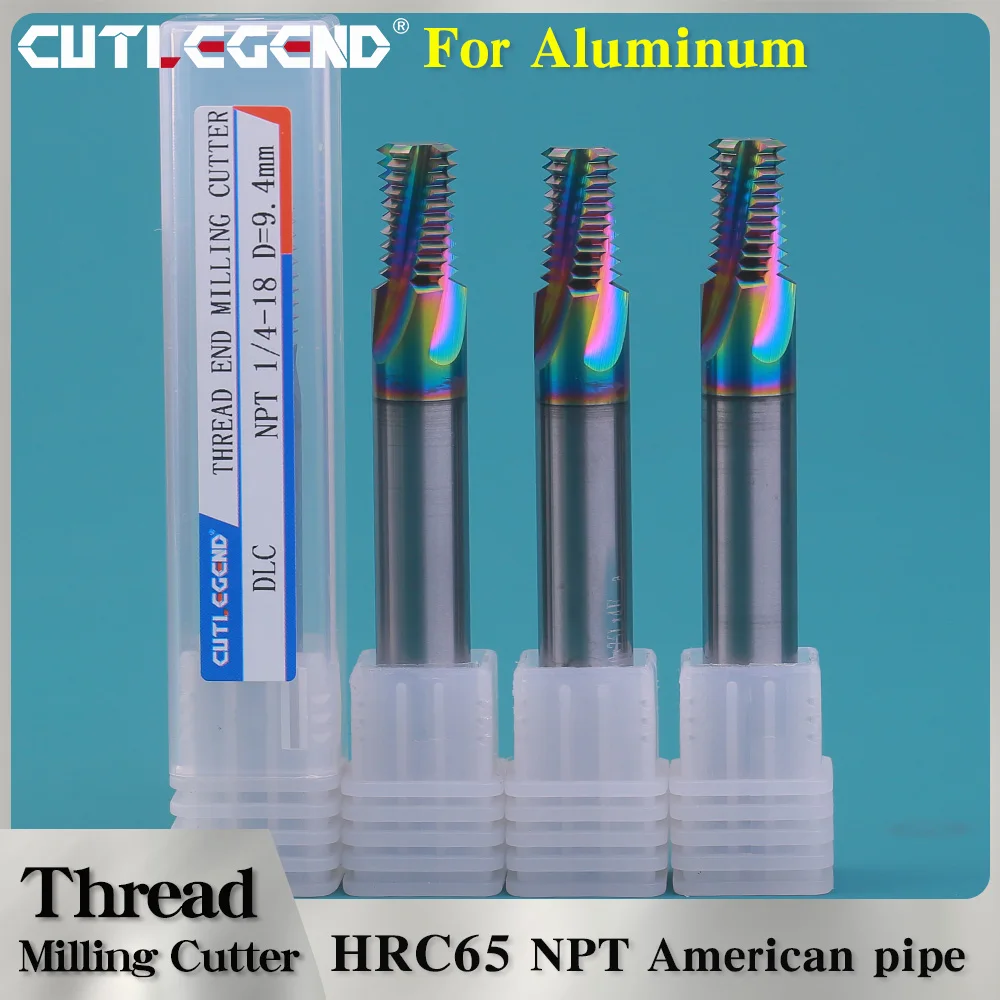 

CUTLEGEND NPT 1/4 3/4 1/16 1/8 3/8 1/2 taper thread HRC65 Carbide pipe thread milling cutter NANO Coating For Aluminum Copper