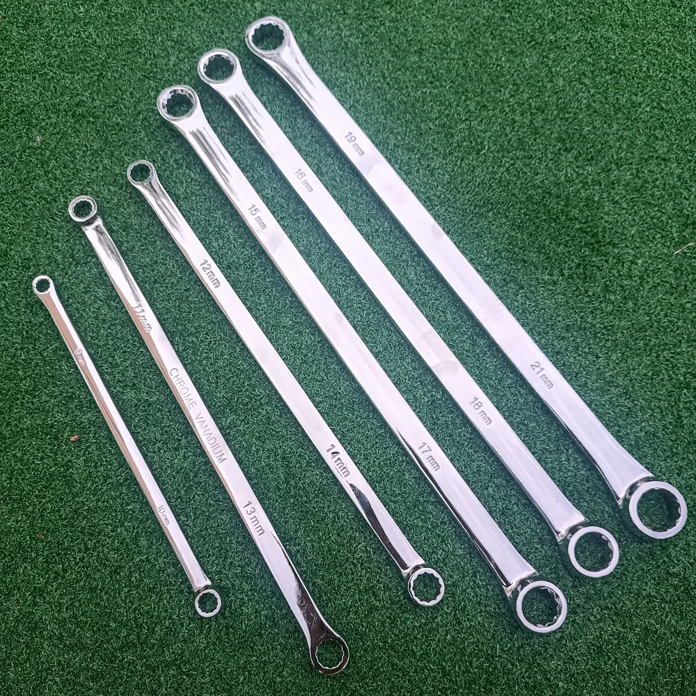 6 Pcs Extra Long Double Ring Box End Spanner Aviation Wrench Set Strong Power Less Effort Metric 8mm-19mm