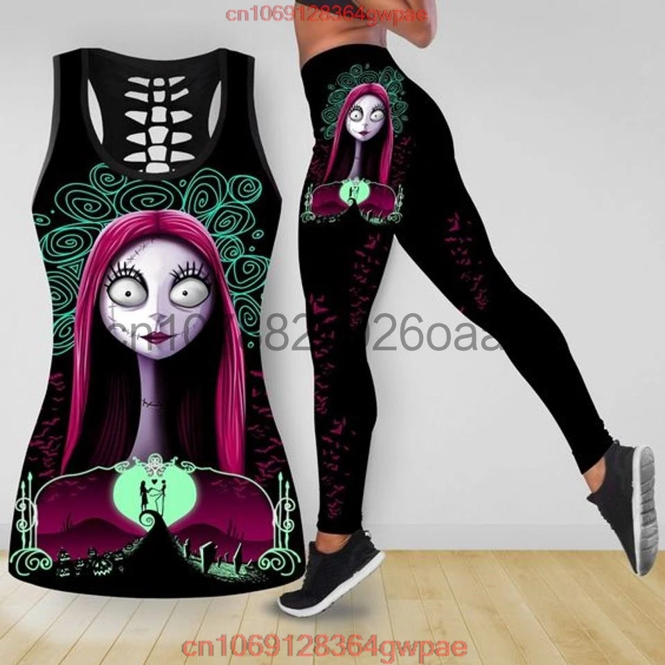 Disney De Nachtmerrie Voor Kerst Jack Skellington Sally Womens Holle Tank Top Leggings Yoga Set Fitness Leggings Trainingspak