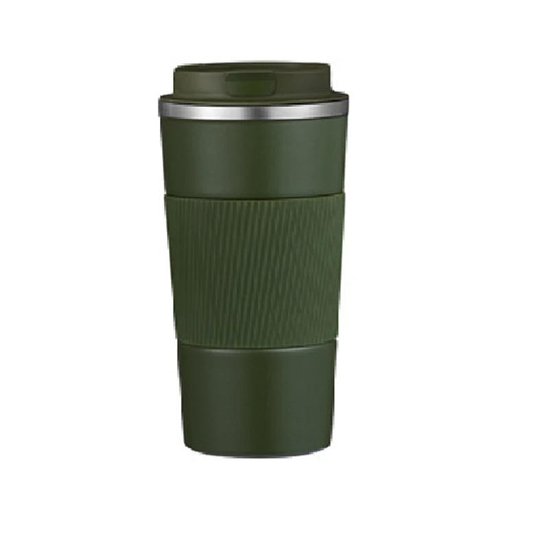 1 PCS Coffee Mug Leak-Proof Car Vacuum Flask Travel Thermal Cup Water Bottle 510Ml Double Stainless Steel 304 Non-Slip Green