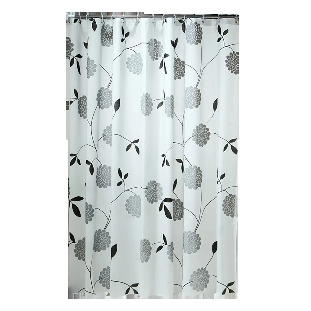 Shower Curtain Floral Extra Long Wet Room Curtain Lining Bathroom Mildew Resistant And Waterproof Shower Curtain 200X240Cm