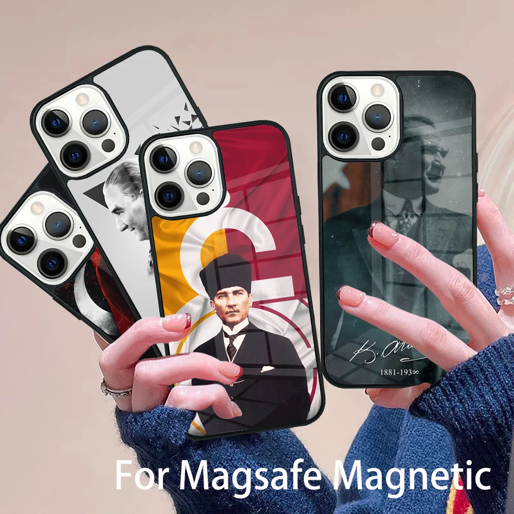 

Turkey Mustafa Kemal Atat��rk Phone Case Magesafe Magnetic Wireless Charge Cover For IPhone 16 11 12 13 14 15 Pro Max Plus Mini