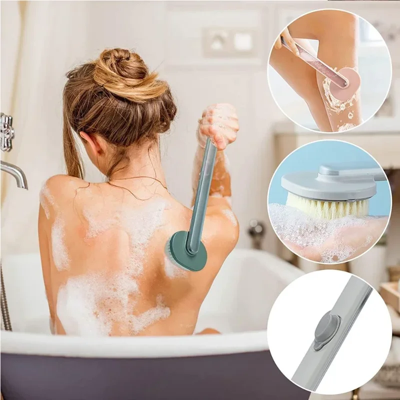 New Long Handle Liquid  Body Brushes Bathroom Back Scrubber Shower Sponge Exfoliating Scrub Massager Skin Cleaning Tools