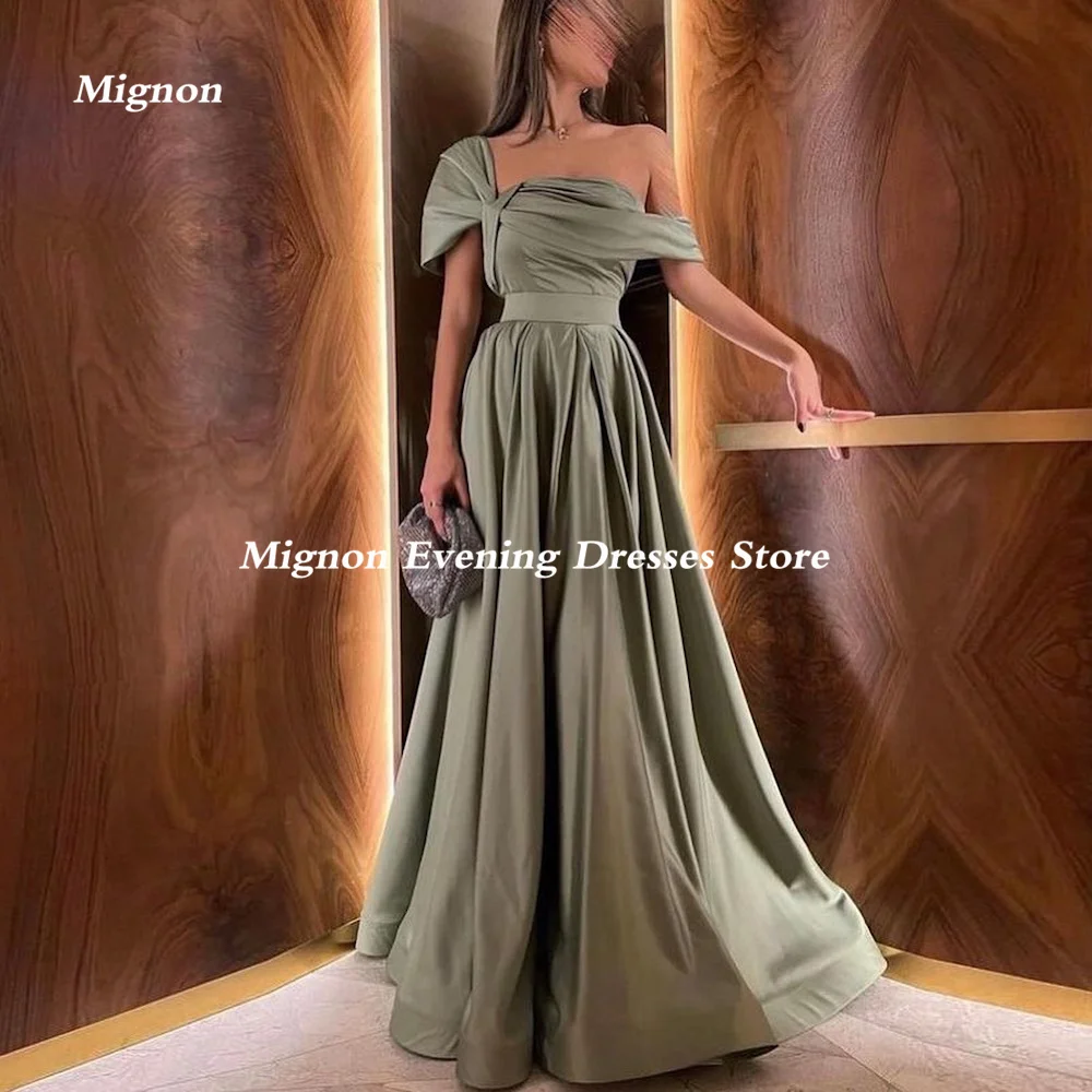 

Mignon Satin A-line Prom Gown One-shoulder Neckline Populer Evening Formal Floor-length Elegant Party Dresses for Women 2023