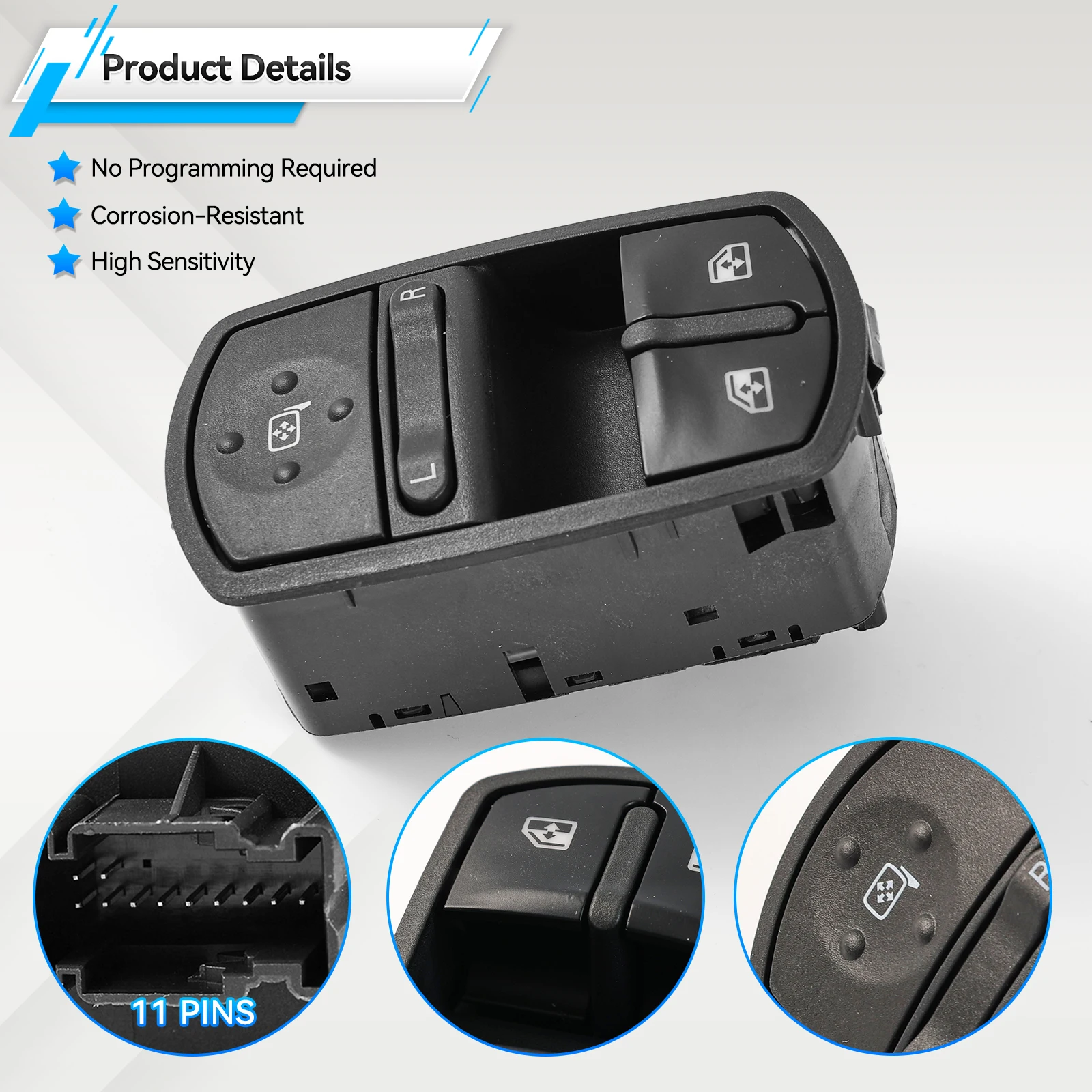 #13258521 13258521AA Driver Side Electric Power Master Window Control Lift Mirror Switch For Opel Vauxhall Corsa D/E 2007-2014