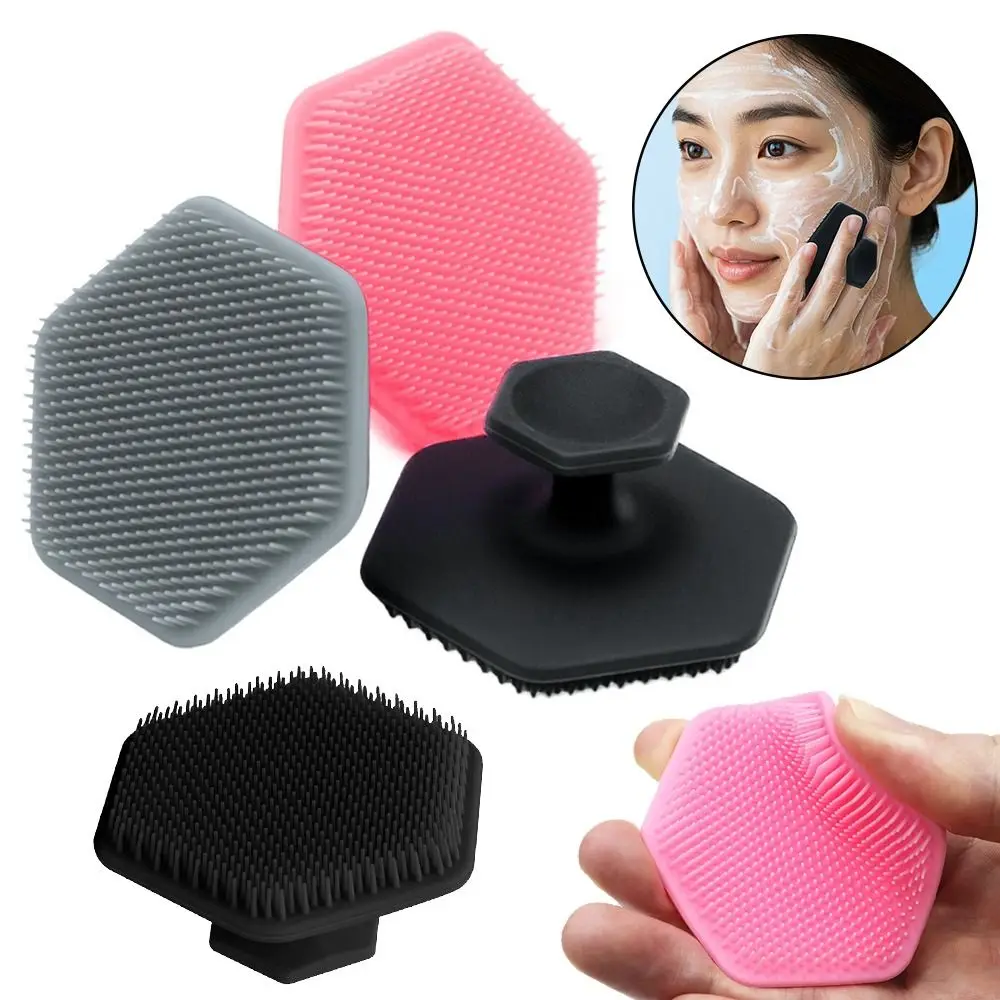 Silicone Facial Cleaning Brush No Slip Handle Deep Clean Face Scrubber Mini Massage Function Exfoliating Brush Skin Cleansing
