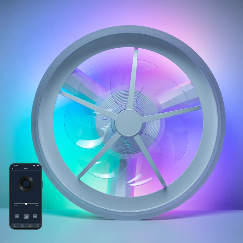 #￥forModern 220V Smart Ceiling Fan Light with Tuya APP&Remote Control 6 Speeds RGB LED forLiving RoomBedroomsIndoor Decor Lights