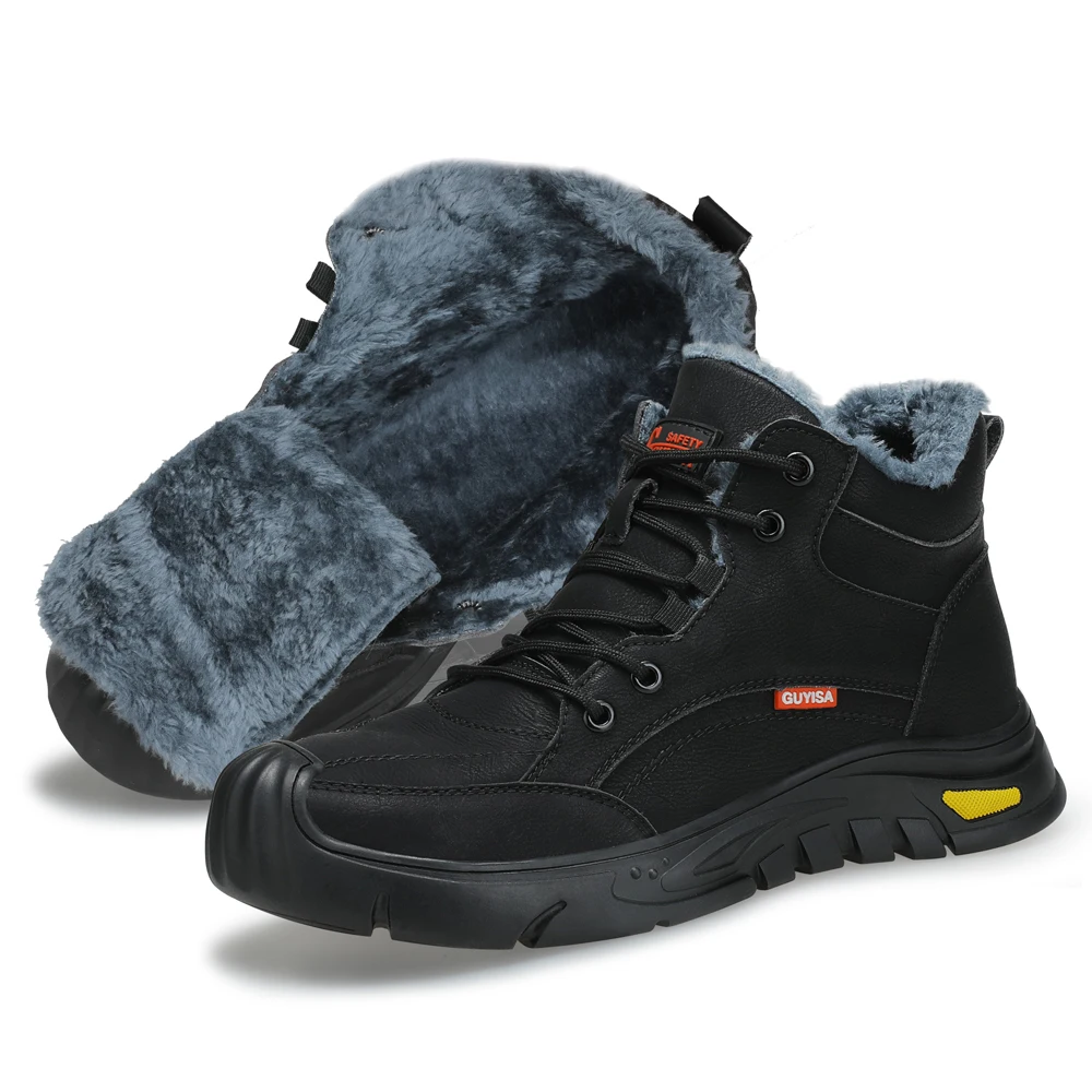 High Top Winter Boots Men Safety Shoes Waterproof Warm Work Boots Steel Toe Shoes Puncture-Proof Indestructible Shoes Anti-slip