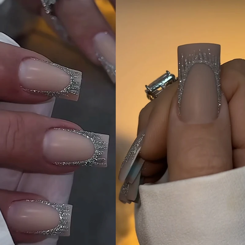 Prata ouro borlas listras francesas linha arte do prego adesivos holográficos glitter decalque do prego diy manicure decoração