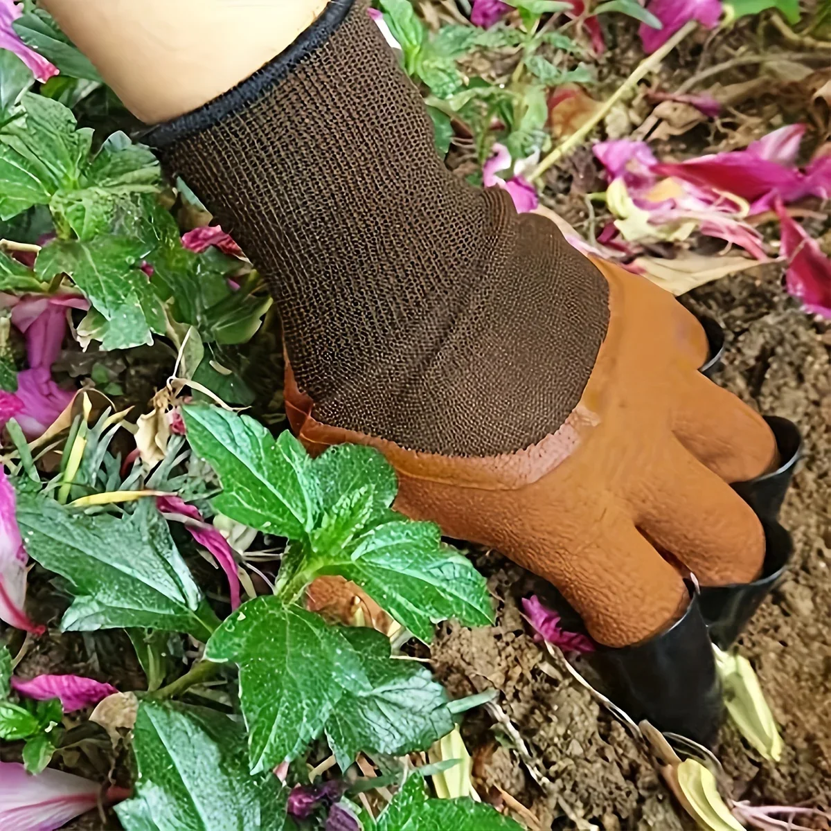 1 pair -garden digging gloves with claws - digging, planting, weeding, sowing, effortlessly protecting fingers and nails