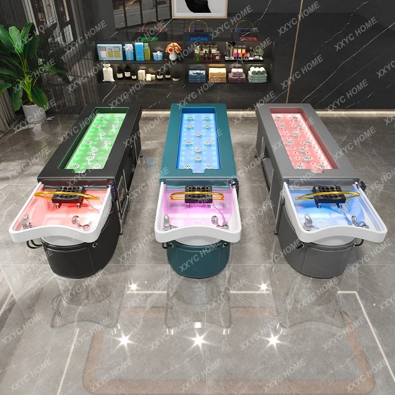 AA Whole body moxibustion head treatment Shampoo  Water circulation fumigation integrated massage bed Special for beauty salons