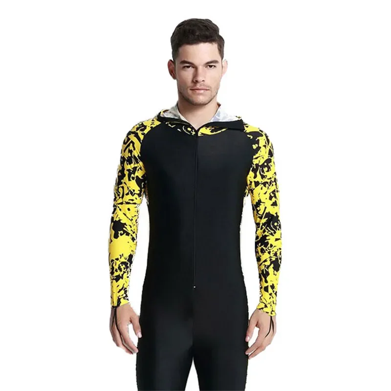 SBART-Hooded One Piece Wetsuit for Men Full Body, Sun Protection Clothing, Jellyfish Submersible Snorkeling Diving Suit Wet Suit