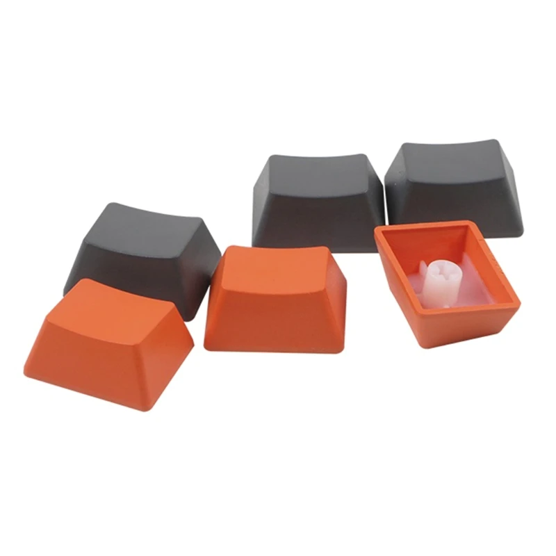 6pcs PBT Not Engraving Keycap OEM Profile R1 1.25U Dyeing Sublimation for Key Caps for Alt Ctrl Win for Key Orange Gray