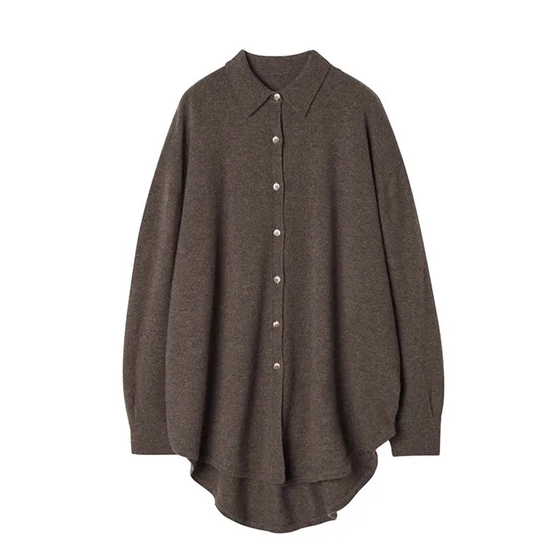 100% pure wool sweater, women\'s polo collar, women\'s sweater shirt, cardigan, lapel, cashmere sweater, loose knit base sweater