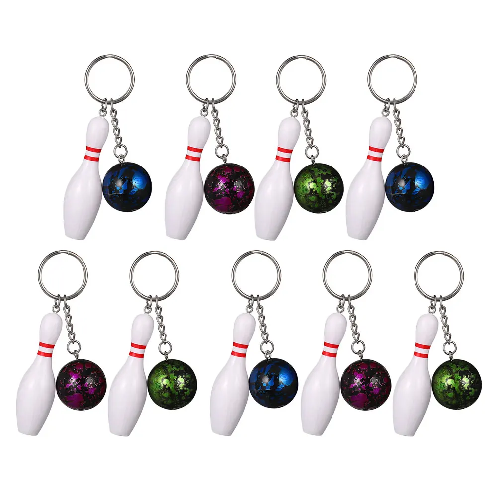 

9pcs Bowling Keychain Creative Mini Charm Pendant Plastic Ornaments for Car Keys Bags Game Prizes Sports Memorabilia