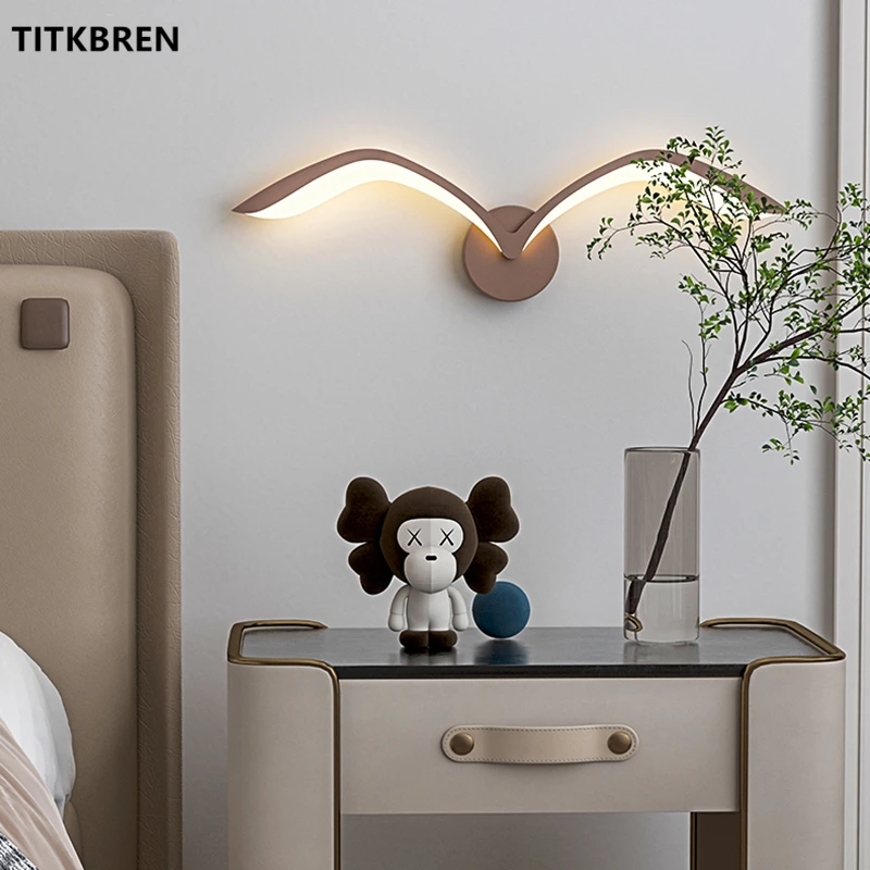 Modern Seagull Wall Light Bedroom Bedside Lighting Nordic Bird Shape LED Mirror Front Lamp Home Decoration