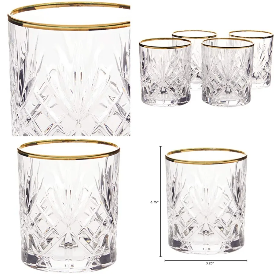 

Siena Collection Crystal Beverage Glass with G Band Design, Set of 4, 10 FL OZ