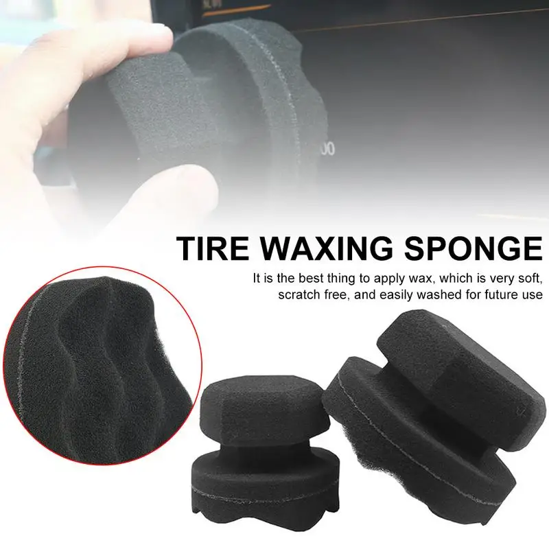 Car Wash Wax Sponge Pad High Density Foam Wave Type Handheld Tire Waxing Sponge Tire Gel Applicator Pads car accessories