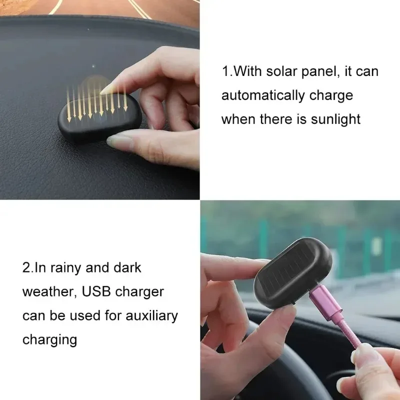 Solar Powered Car Fake Security Light Blue/Red Light Simulated Dummy Alarm LED Fake Security Light Wireless Strobe Signal Alarm image 4