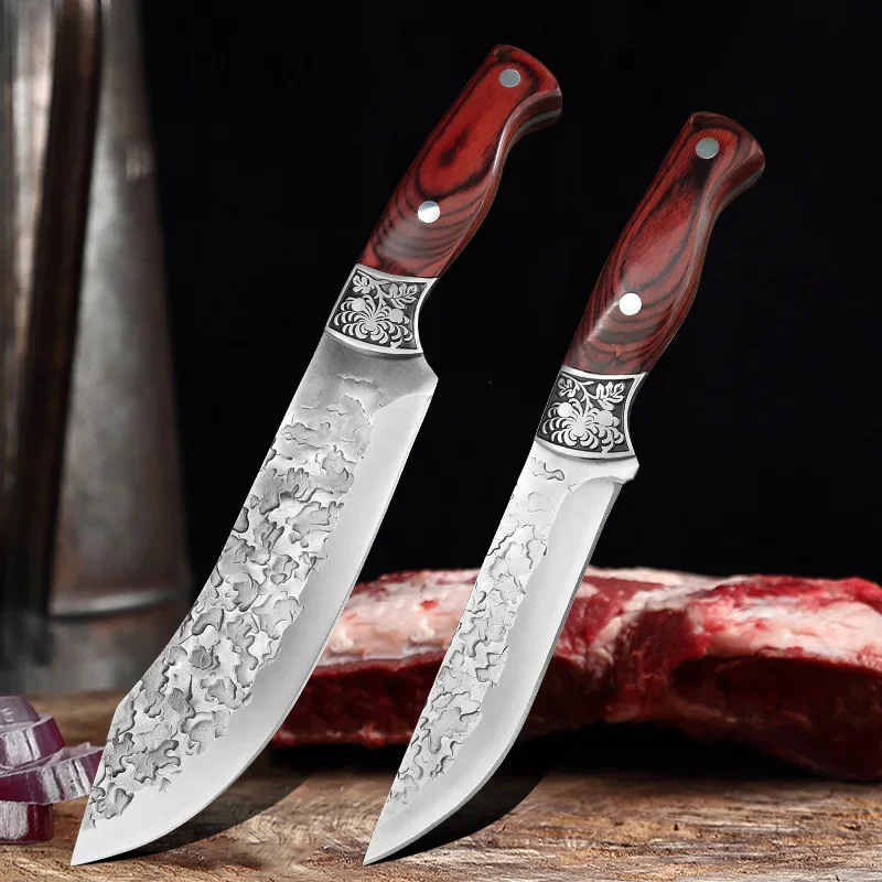 Kitchen Knives Meat Cleaver Chop Vegetables Chef Knife Slicing Fish Meat Hand Forged Blade Butcher Boning Knife With Wood Handle