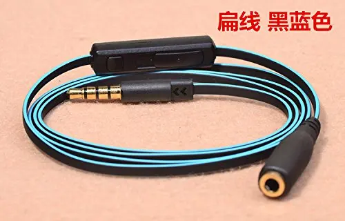 Vmota-Cabo de áudio AUX com controle remoto e microfone em linha, controle de volume para Apple, Android, linha estendida, azul, preto, 3,5mm