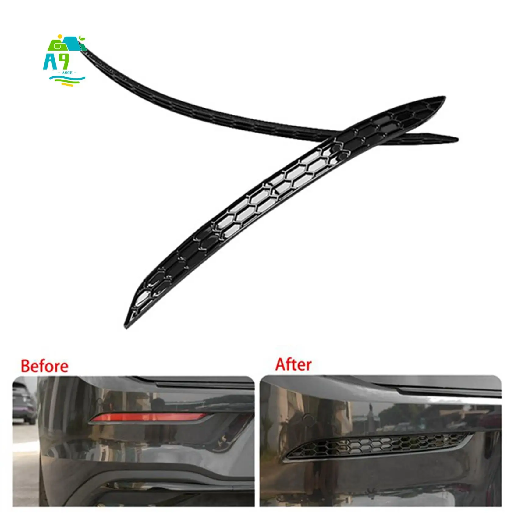 A09E-Rear Bumper Reflector Strips Car Reflective Strips Honeycomb Reflector Strips For-VW Golf 8 MK8 Rline 2020-2022