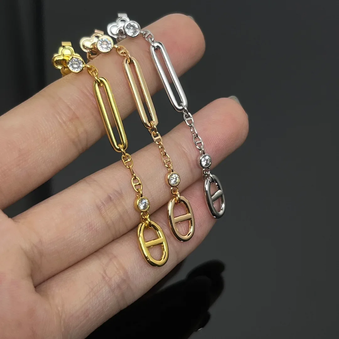 High Quality Silver Jewelry Classic Exquisite Earrings Inlaid with Stones Three Colors Optional Women Jewelry Gift Free Shipping