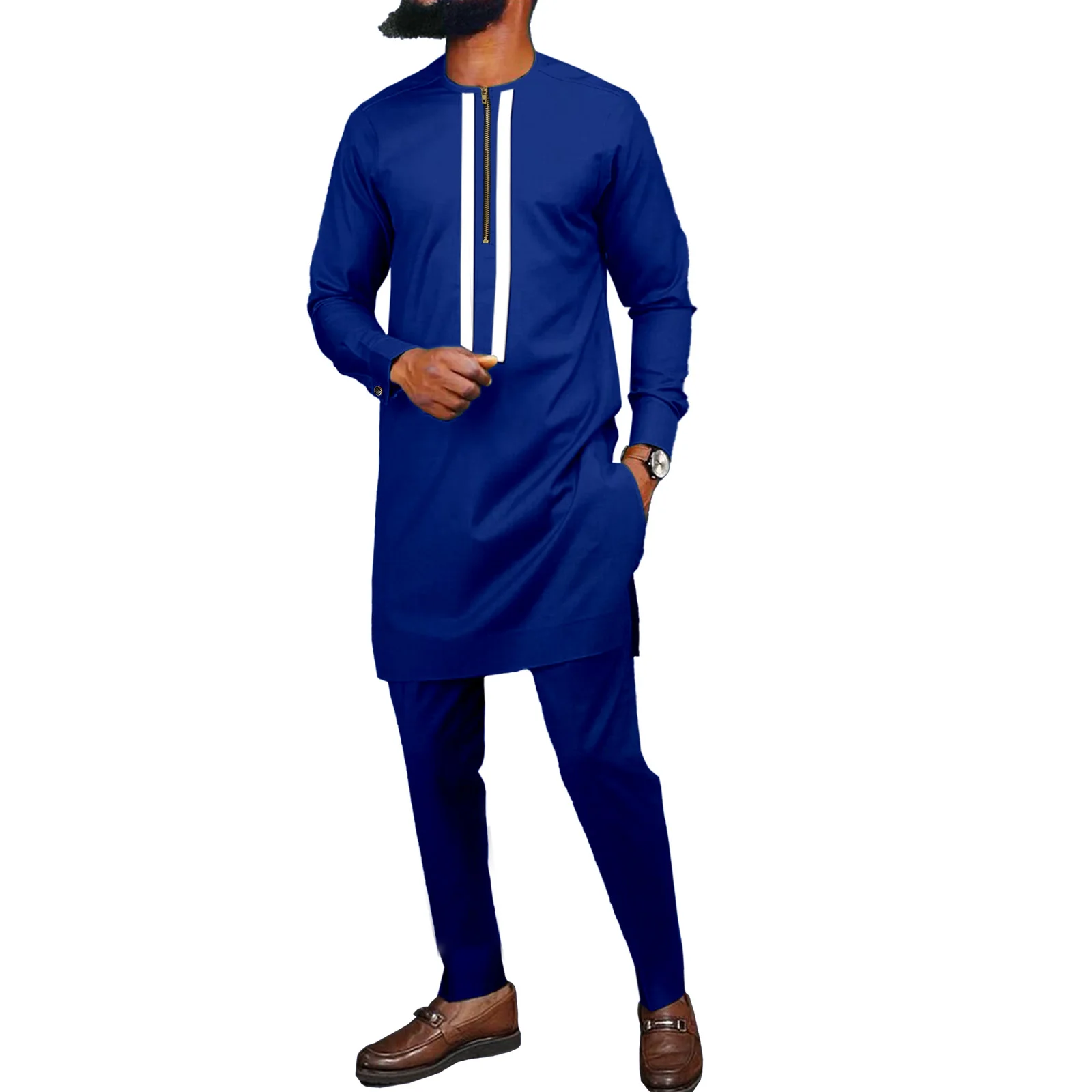 SEA&ALP African Suits for Men Traditiona Dashiki Shirts and Pants 2 Piece Set Tribal Outfits Clothing Casual Tracksuit