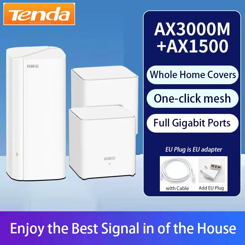 

Tenda AX3000+ AX1500 EM/MX12 EM/MX3 Mesh Router WiFi 6 System Nova for 2.4GHz & 5GHz Band Wireless Network Whole Home Long Cover