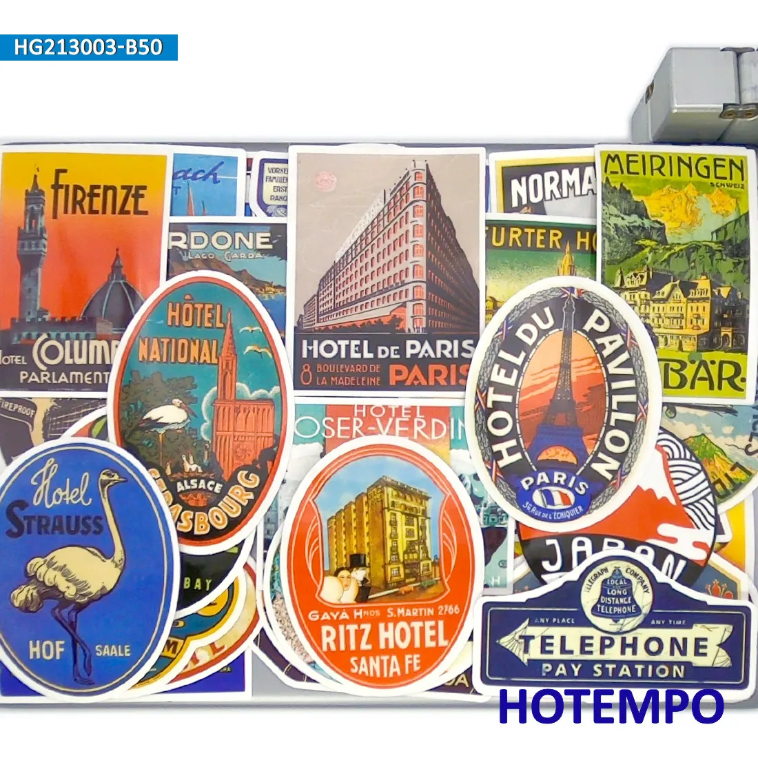 20/30/50Pieces Retro Hotel Poster Old Style Cityscape Travel Stickers for Phone Luggage Skateboard Motorcycle Car Laptop Sticker