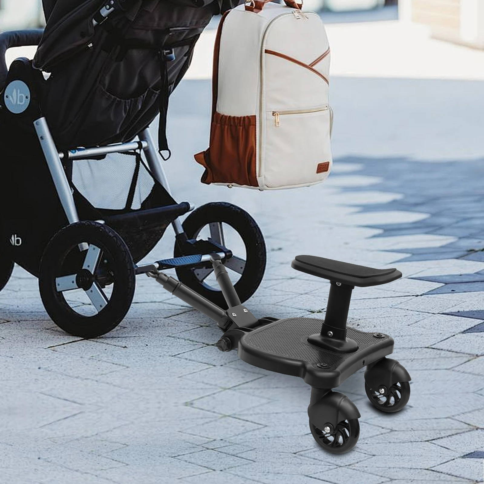 دواسة مساعدة لعربة الأمان، من عمر 3 إلى 7 سنوات، سهلة الحركة، السفر مع الأطفال، قدرة جيدة تحمل الحمل، أسود،