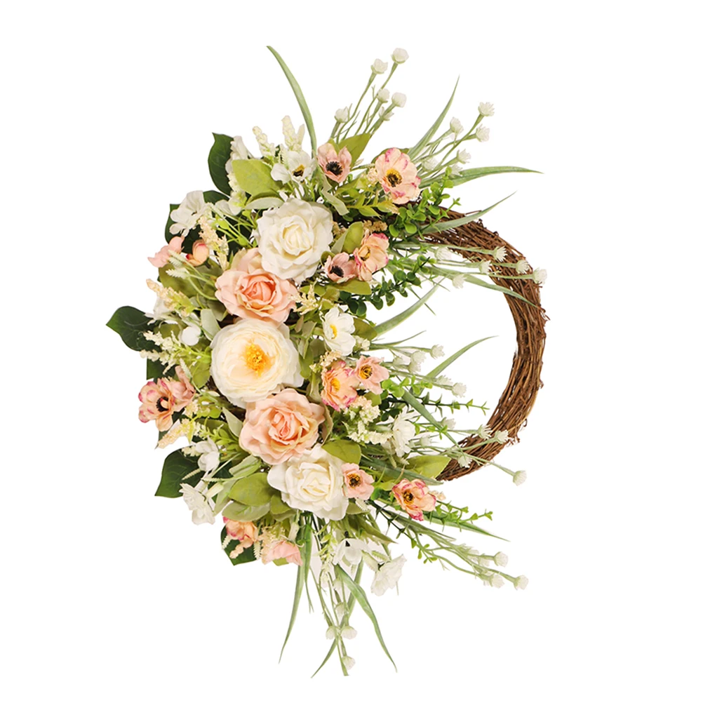 

Artificial Garland Faux Flower Wreath Decorative Front Door Spring Summer Home Wall Decor Artificial Flowers Wreaths for Door