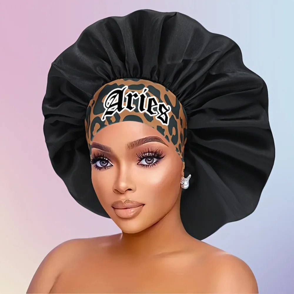 Hot-selling Elastic Simulation Silk Twelve Constellation Hair Care Cap European and American Children's Printed Satin Nightcap