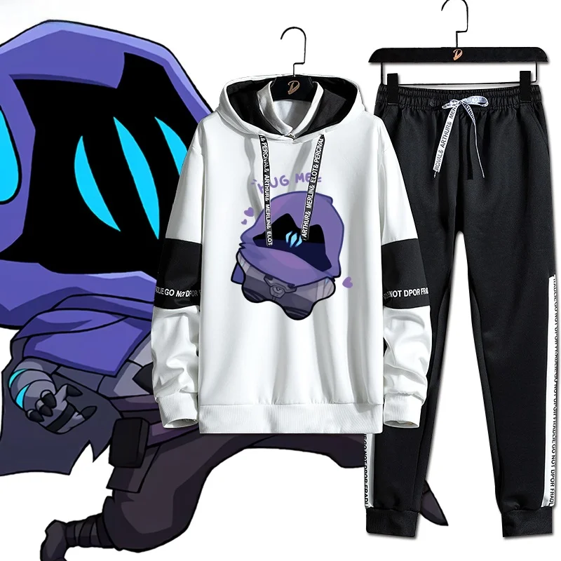 

Комплект с принтом в игровой тематике Fearl Contract: свитшот и брюки для подростков, милый студенческий стиль, модная одежда с длинными рукавами и длинными штанами