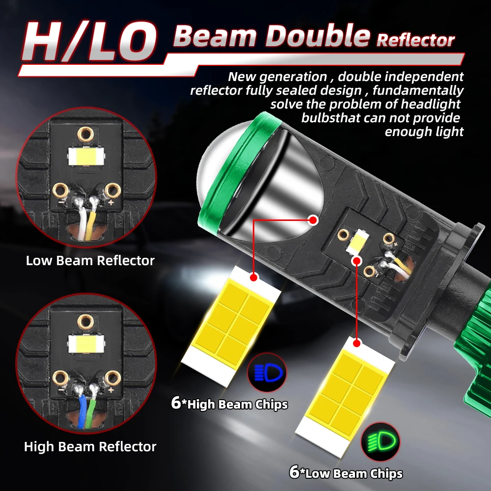 1/2 Buah Lampu 120W H4 LED Len - Led Headlight H4 Hi Lo 120W ulasan dan harga