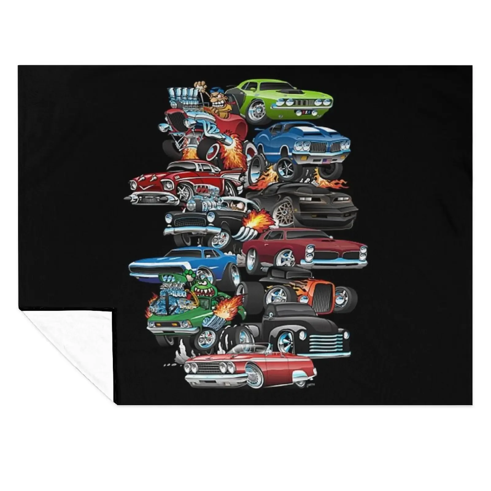 

Car Madness! Muscle Cars and Hot Rods Cartoon Throw Blanket Hairy warm winter Kid'S Extra Large Throw Blankets