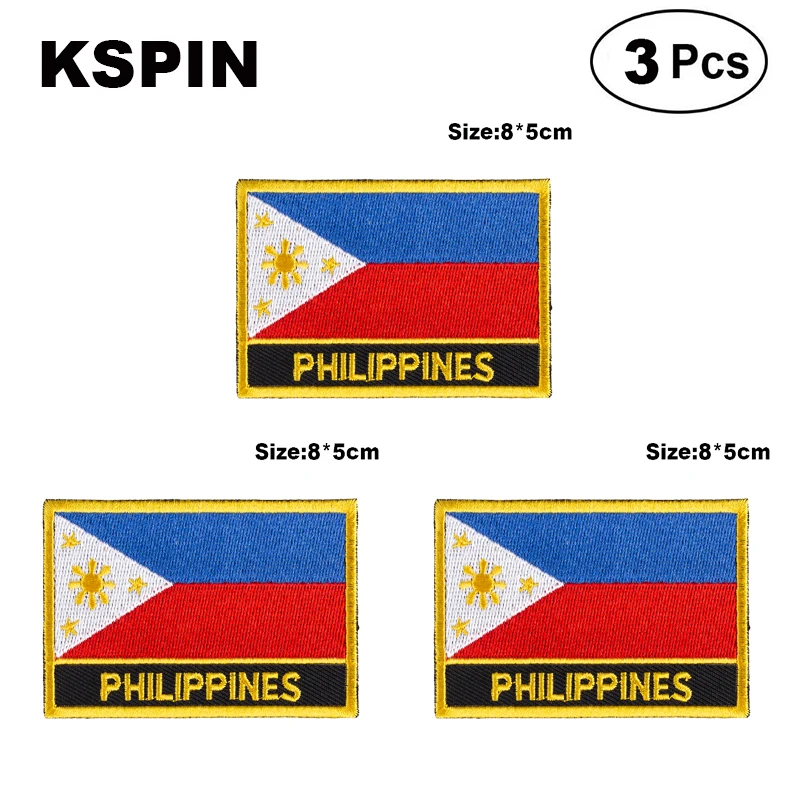 Philippines Rectangular Shape Flag patches embroidered flag patches national flag patches for clothing DIY Decoration