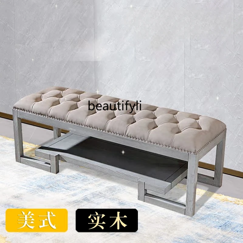 American Light Luxury Bed End Stool Designer Model Shoe Changing Stool Soft Bag Cushion Bench