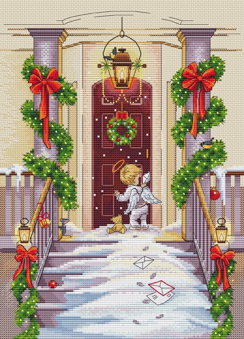 Angel Knocking 34-42 DIY needle work Cross Stitch Set Counted Cross Stitch Kit  28ct 14ct 32ct Metallic aida