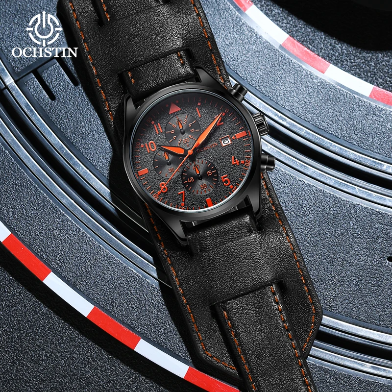 OCHSTI New Comfortabl Leisure and Multi functional Quartz Movement Waterproof Craftsmanship Series Wirstwatch Men\'s Quartz Watch