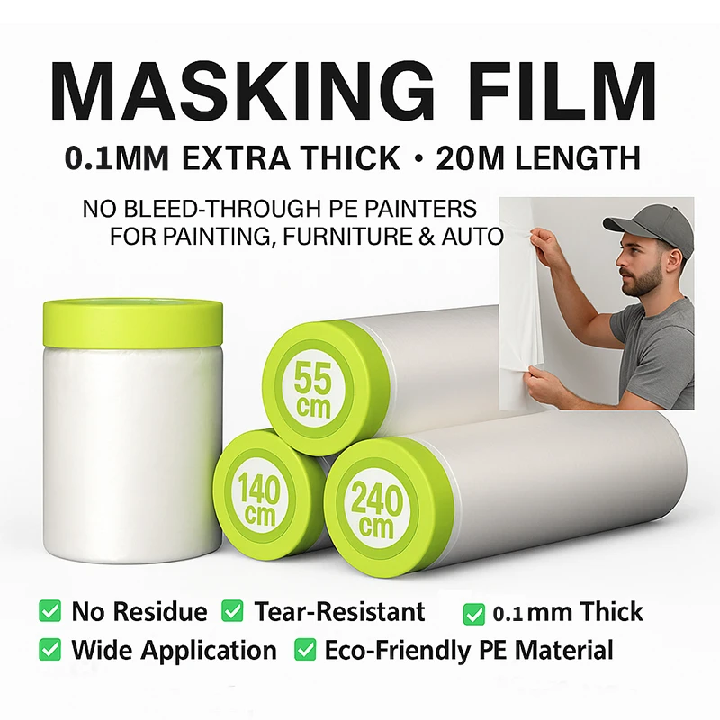 

Маскирующая пленка, очень толщина 0,1 мм, ширина 20 м-55-280 см, без кровотечения, полиэтиленовый пластик для художников, покраски, мебели и автозащиты