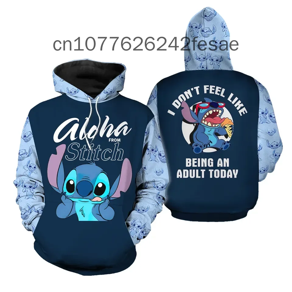 Disney Stitch Hoodie Casual Hip Hop Street Clothing Men's and Women's Y2k Hoodie Long Sleeve Sportswear